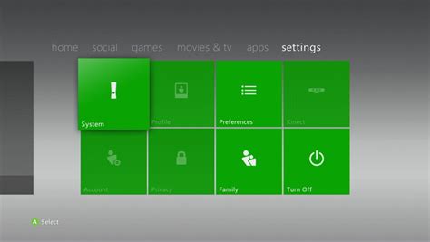 Accessing the Xbox Live Settings