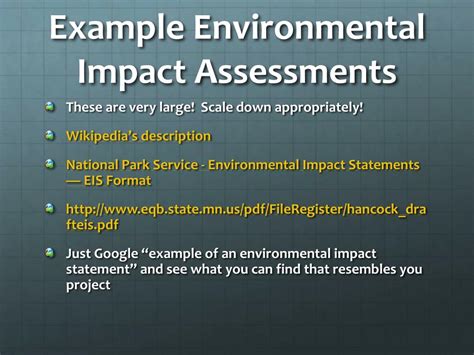 Assessment of Environmental Effects