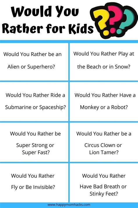 Variations of Would You Rather Game